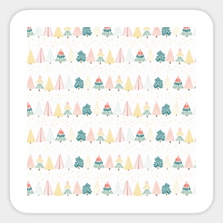 Doodle Christmas trees under the starry sky Sticker